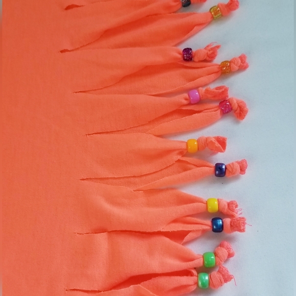 NEW Neon Orange Beaded Fringe Hem Racerback Tank Top / Swimsuit Coverup … - Picture 6 of 10